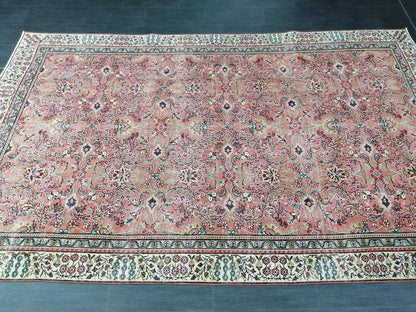 Floral OUSHAK RUG 10.2 x 6.2  TURKISH Rug Oriental Vintage Wool Rug Hand Made Rugs Vintage Turkish Rug