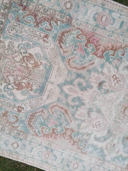 Turkish rug, vintage rug 4'2x8'3 oushak bohemian rug, area rug