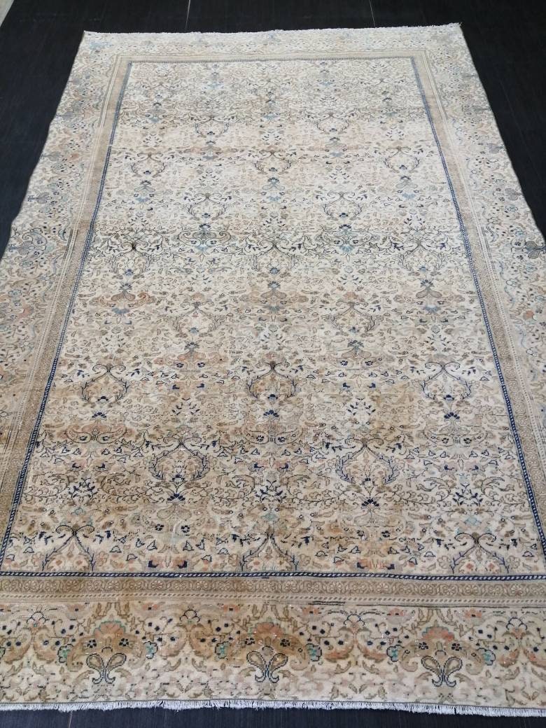 Fine Knotted OUSHAK RUG 6.2 x 9.6 TURKISH Rug Vintage Oushak Rug Vintage Oriental Rug Wool Persian Rug Hand Made Rug