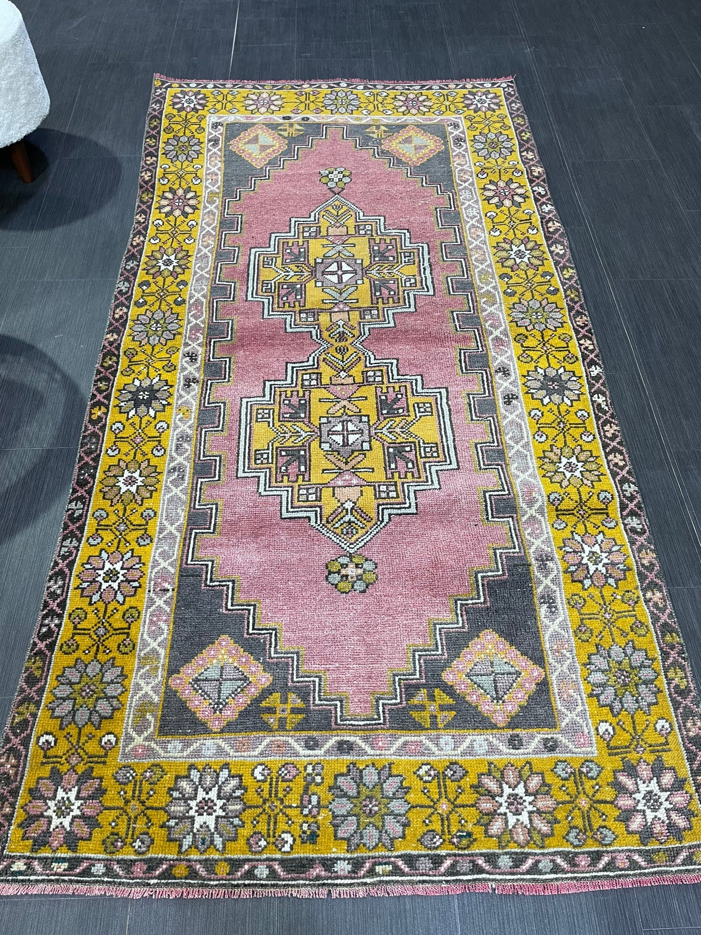 Vintage Rug, Turkish 3.7 x 7 Rug Oushak Rug, Handmade Rug, Muted Rug, Vintage Turkish Rug, Farmhouse Rug, Vintage Rug, Wool rug