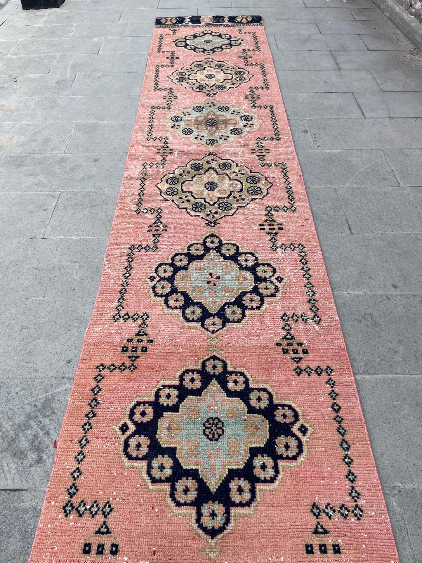 Handmade Extra Long Turkish Runner Very Long Oushak Runner Rug 2.6 x 20.4 Vintage Runner Rug Pink XL Oriental Runner Rug Staircase Runner
