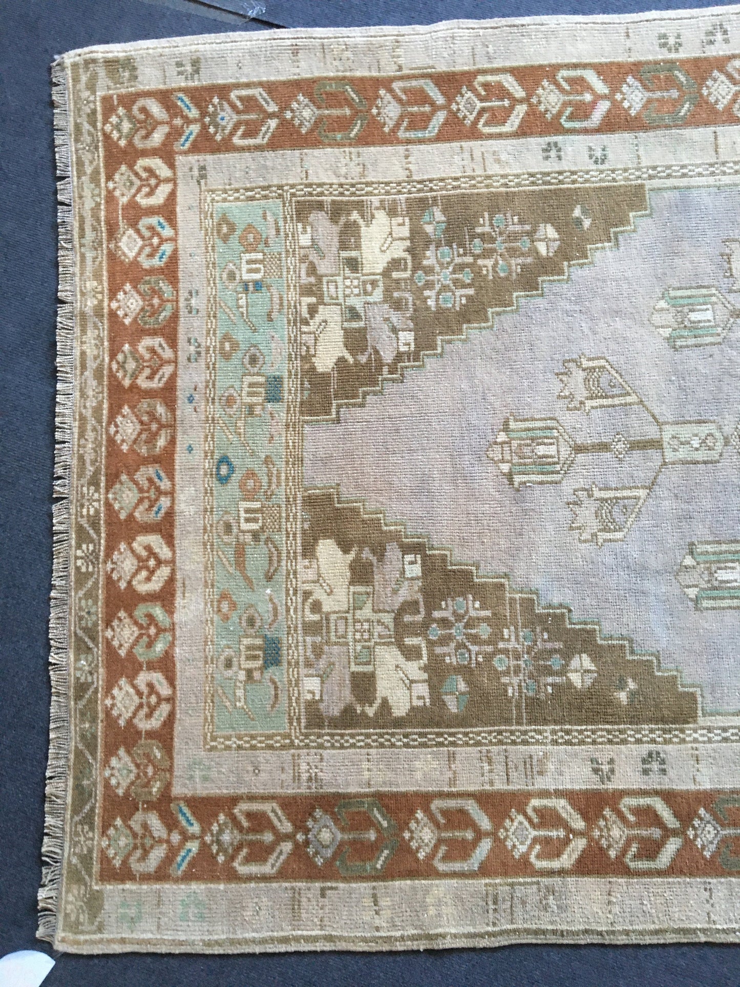 4x8.5 feet handmade natural turkish bedroom floor rug, vintage bedroom oushak large rug, bathroom area wide rug,living room brown large rug