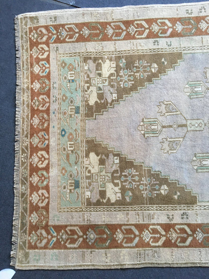 4x8.5 feet handmade natural turkish bedroom floor rug, vintage bedroom oushak large rug, bathroom area wide rug,living room brown large rug