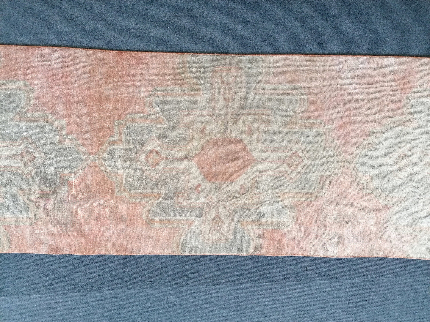 Faded turkish runner rug, 12'3x2'8, soft runner rug, pastel vintage oushak runner rug, kitchen runner rug,hallway runner rug