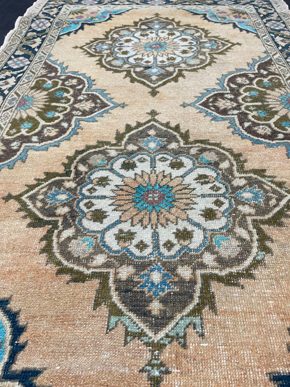 Wool Oushak Rug Vintage 4.2 x 6.8 Rug Muted Vintage Runner Rug Wool Oriental Rug Hand Made Rugs Vintage Turkish Rug Muted Persian Wool Rug