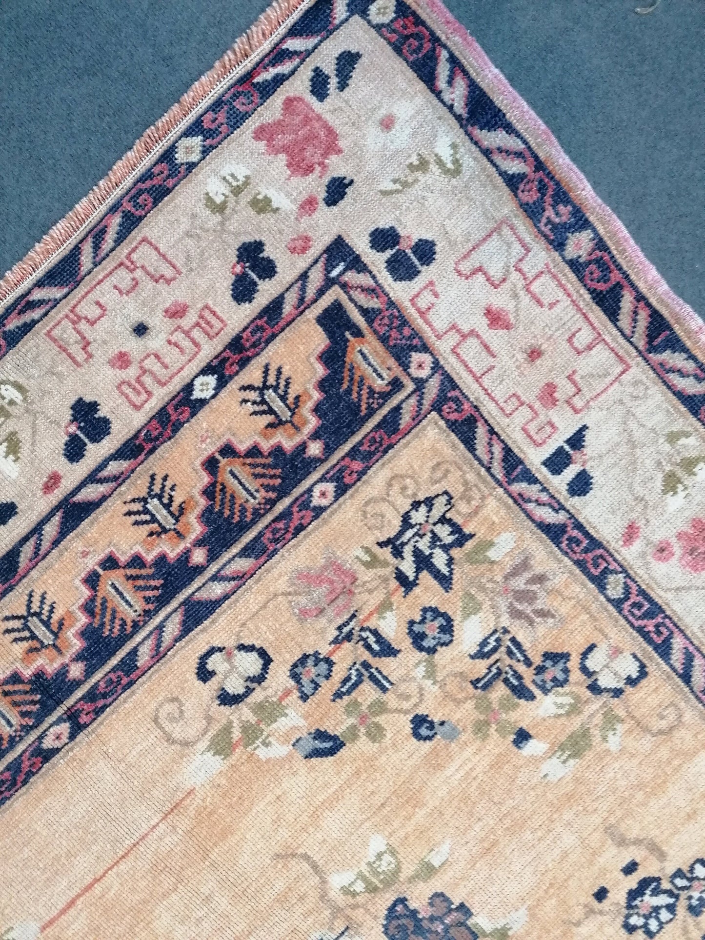 Oushak turkish wool rug 5'3x8'8 vintage handmade rug, large living room rug