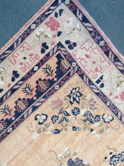 Oushak turkish wool rug 5'3x8'8 vintage handmade rug, large living room rug