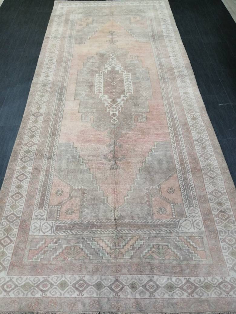 Turkish Runner Rug 4.9 x 11.7 Muted Vintage Runner Persian Hallway Runner Rug Kitchen Runner Rug Oriental Distressed Runner Muted  RUNNER