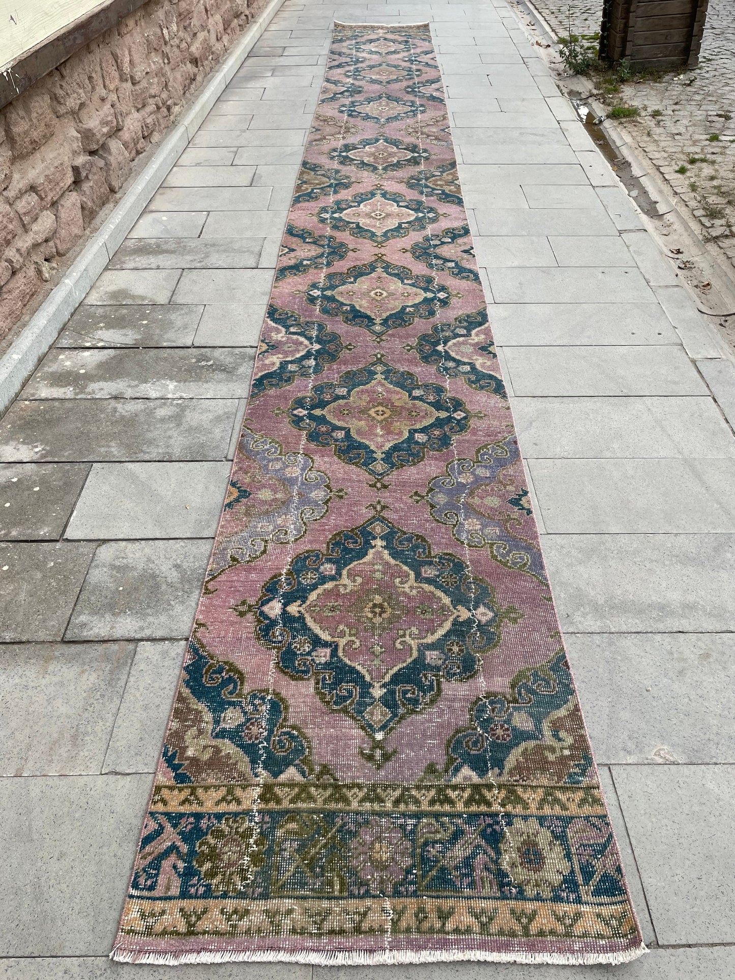 Wool Extra Long Turkish Runner Rug, Very Long Oushak Runner 2.6 x 23 ft Rug, Vintage Runner Rug, XL Oriental Runner Rug Staircase Runner rug