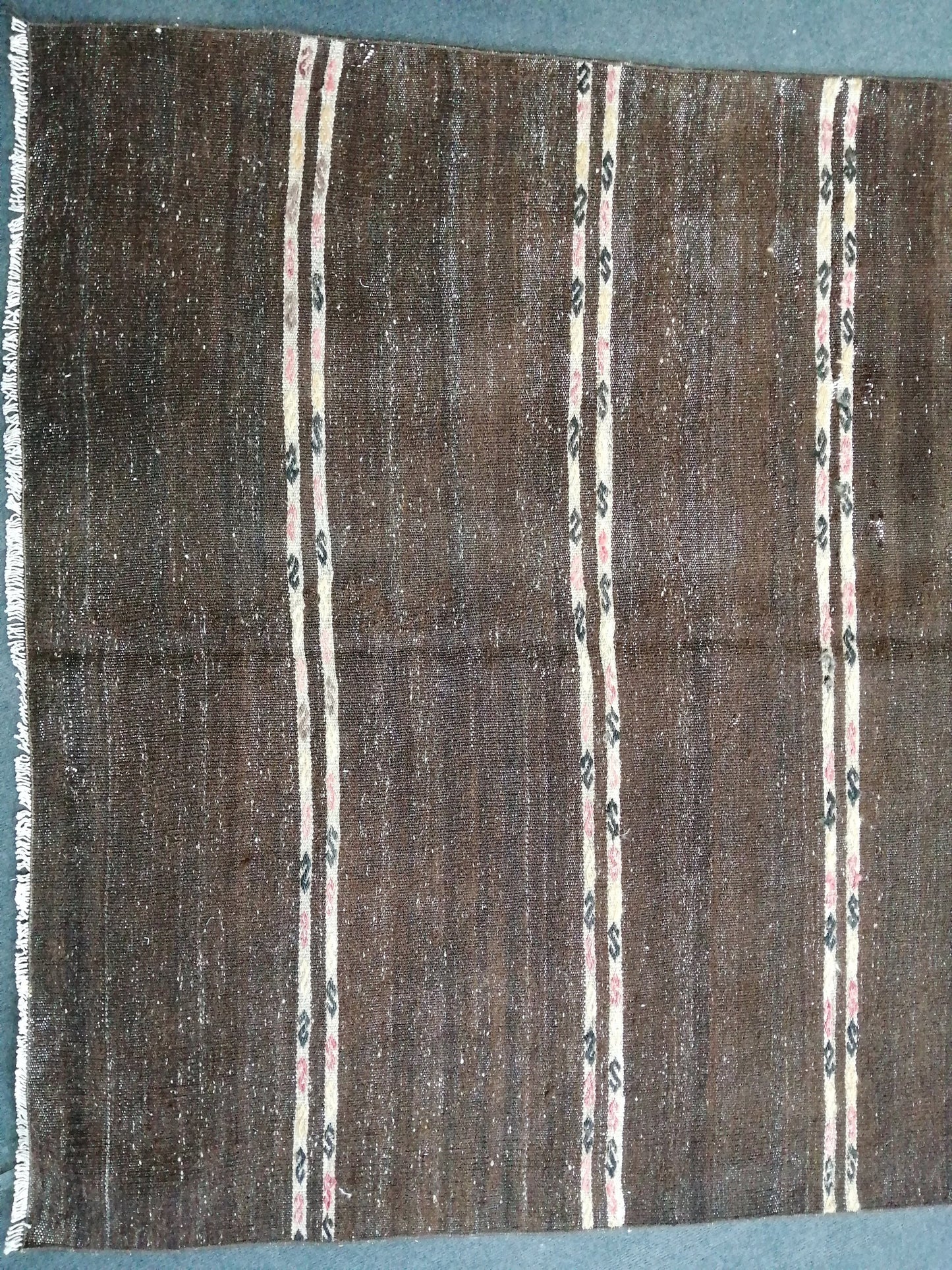 Oushak Flatwoven Runner 4.9 x 12.6 Dark Turkish Runner Rug Vintage Runner Rug Hallway Runner Rug Kitchen Runner Rug Wool Runner Rug