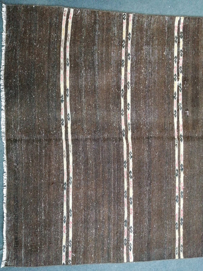 Oushak Flatwoven Runner 4.9 x 12.6 Dark Turkish Runner Rug Vintage Runner Rug Hallway Runner Rug Kitchen Runner Rug Wool Runner Rug