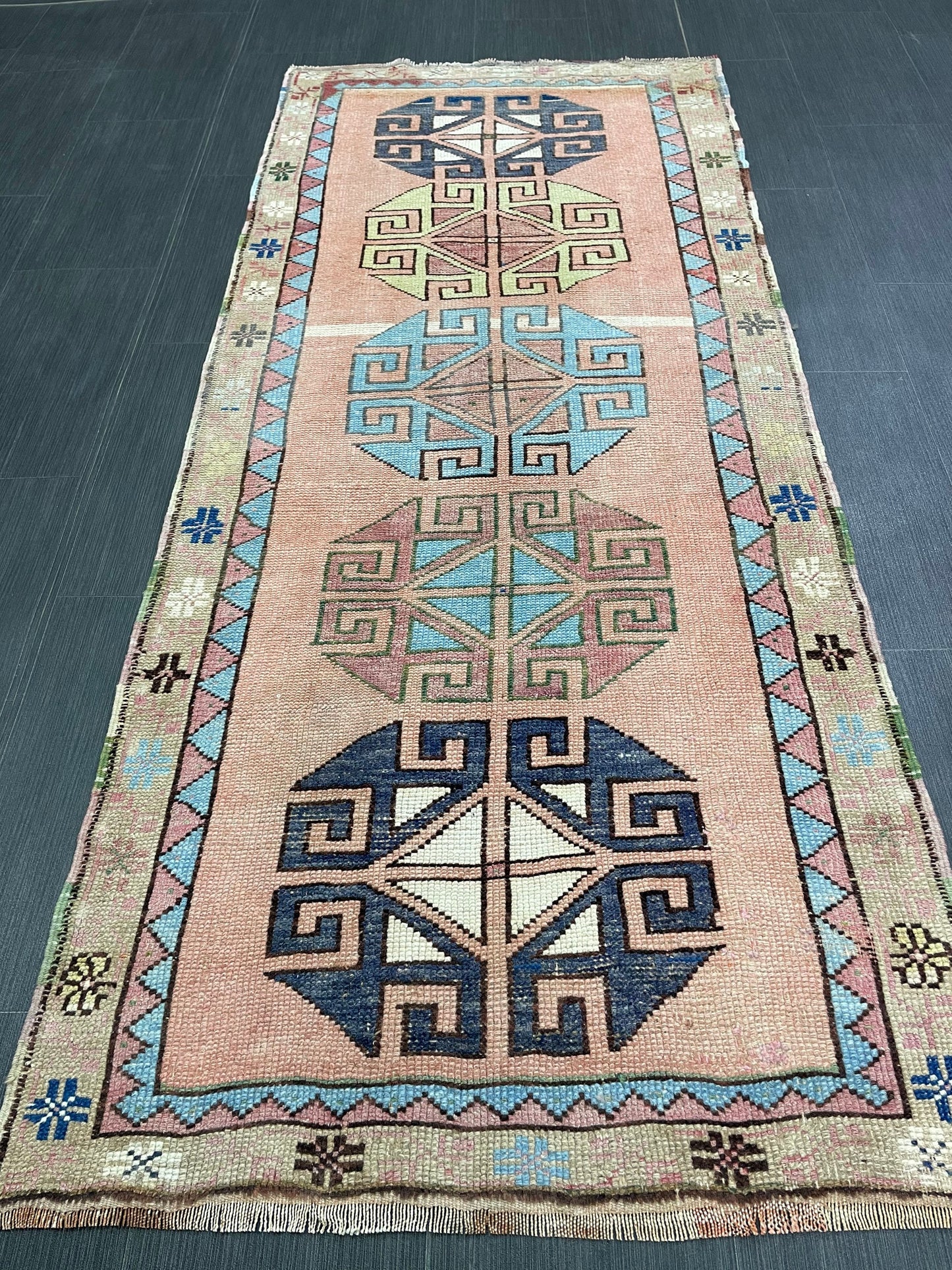 Muted Vintage Runner Rug 2.9 x 6.8  Turkish Runner Rug Vintage Muted Runner Rug Hallway Runner Soft Wool Runner