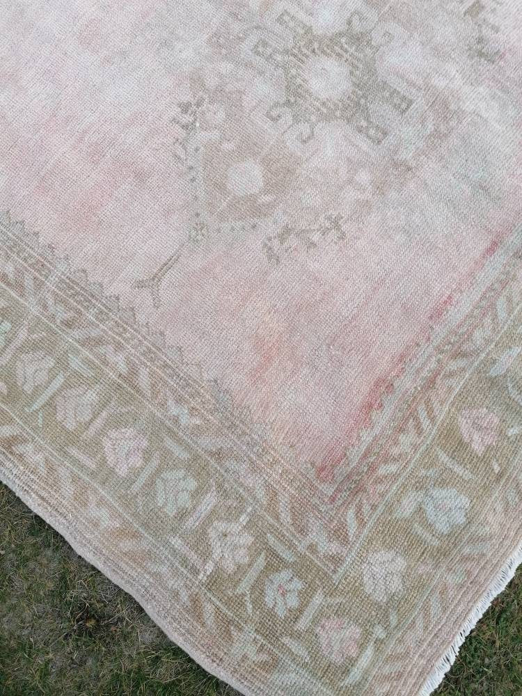 Muted vintage runner, oushak runner wool runner 5'2x12 handmade hallway runner, kitchen vintage anatolian rug