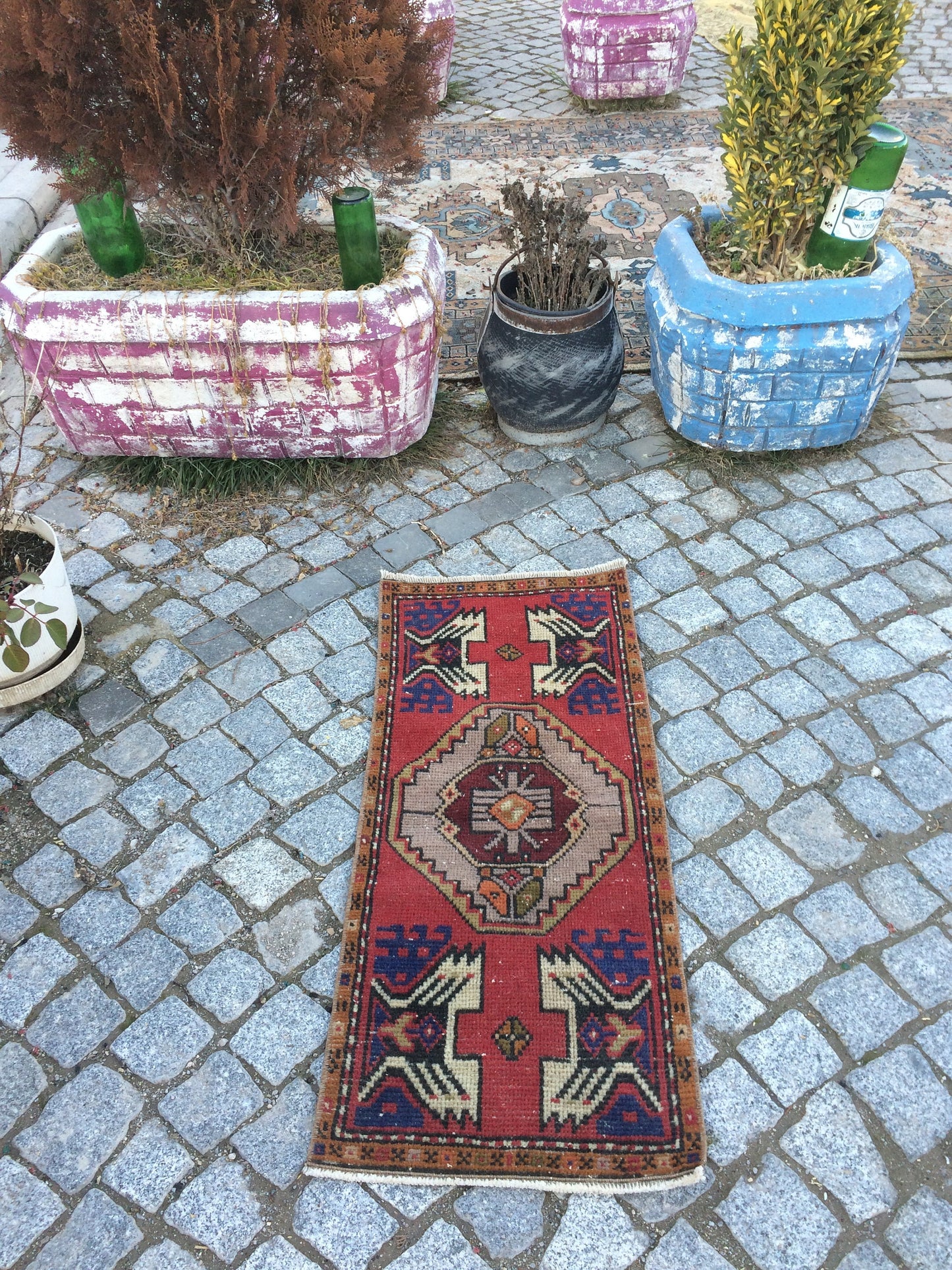 Vintage SMALL AREA TURKISH  Rug,Bohemian Rug,Turkish Rug,Antique Rug,Oushak antique Rug,Hand woven Rug,Weaving Rug,Ethnic Rug,Kitchen Rug