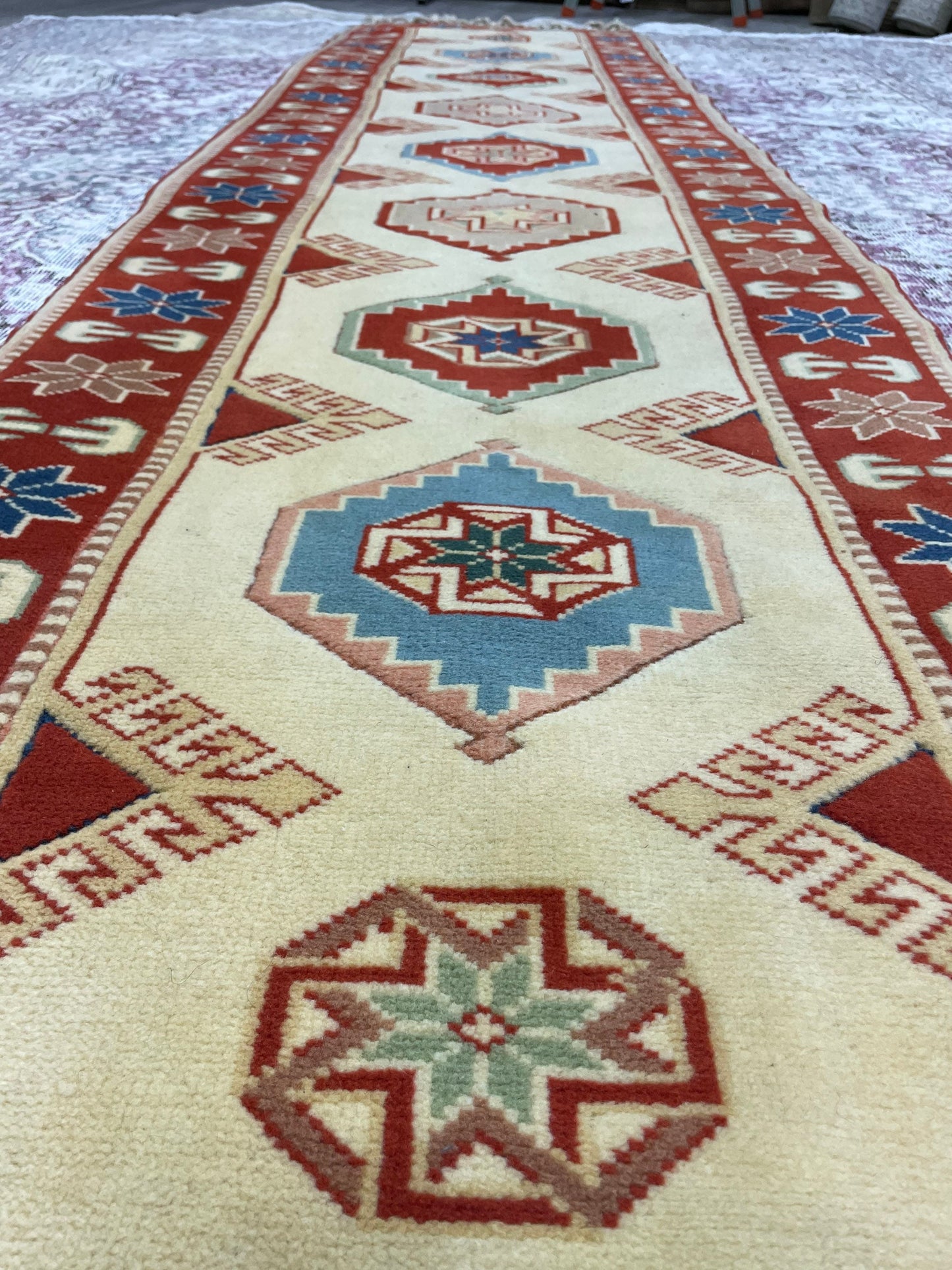 New Handmade Oushak 2.6 x 11.3 Runner Rug Turkish New Hand Knotted Runner Rug Traditional Wool Runner Rug Hallway Runner Rug Not Used