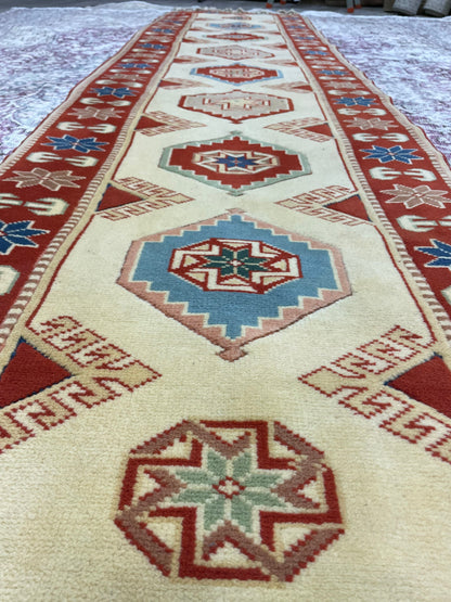 New Handmade Oushak 2.6 x 11.3 Runner Rug Turkish New Hand Knotted Runner Rug Traditional Wool Runner Rug Hallway Runner Rug Not Used