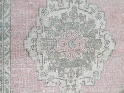 Muted oushak turkish rug 4'2x6'4 pastel vintage rug, handmade wool rug