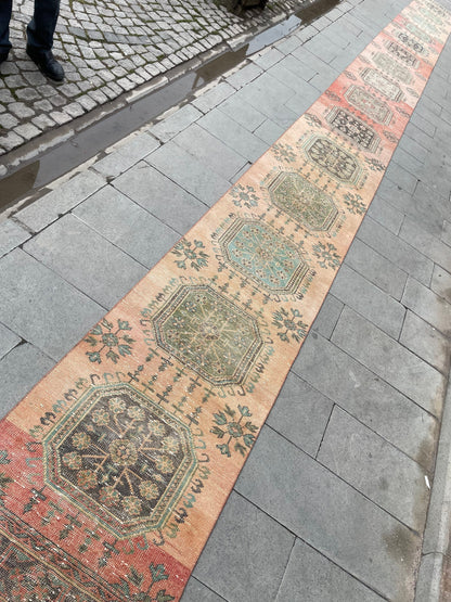 Vintage Staircase Runner Rug 2.5 x 33 ft Extra Long TURKISH Runner Rug Vintage Runner Rug Distressed Runner Rug  Runner Hand Knotted Runner