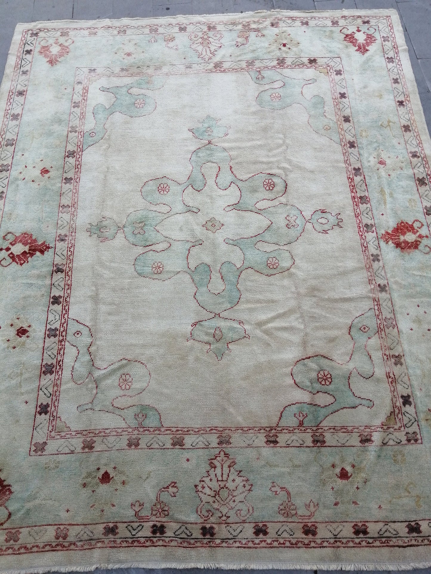 Muted OUSHAK RUG, 9.3 x 11.7 TURKISH Oushak Rug, Vintage Oushak Rug Wool Oushak Rug Hand Made Rugs, Authentic  Oushak Rug