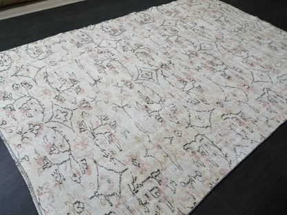 Muted Vintage RUG TURKISH Large Rug 5.5 x 8.3 Oushak Rug Vintage Oushak Rug Vintage Rug Muted Faded Rug Hand Made Rug Vintage Neutral Rug