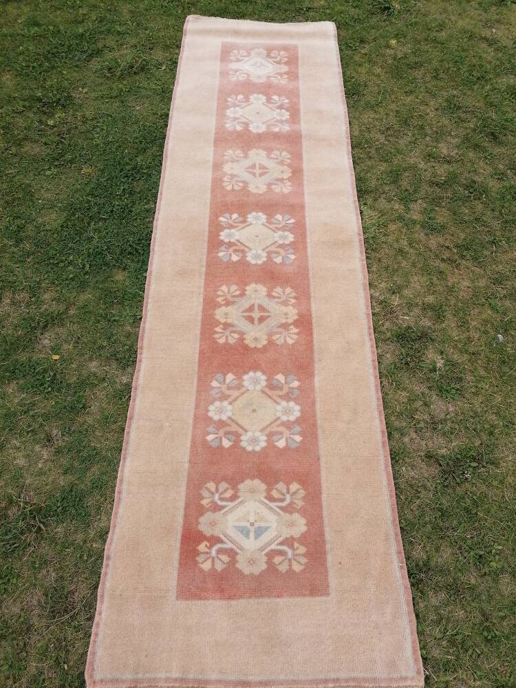 Hallway wool runner 2'5x8'8 turkish runner rug, vintage handmade runner rug, kitchen runner