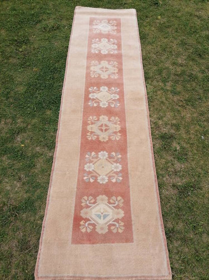Hallway wool runner 2'5x8'8 turkish runner rug, vintage handmade runner rug, kitchen runner
