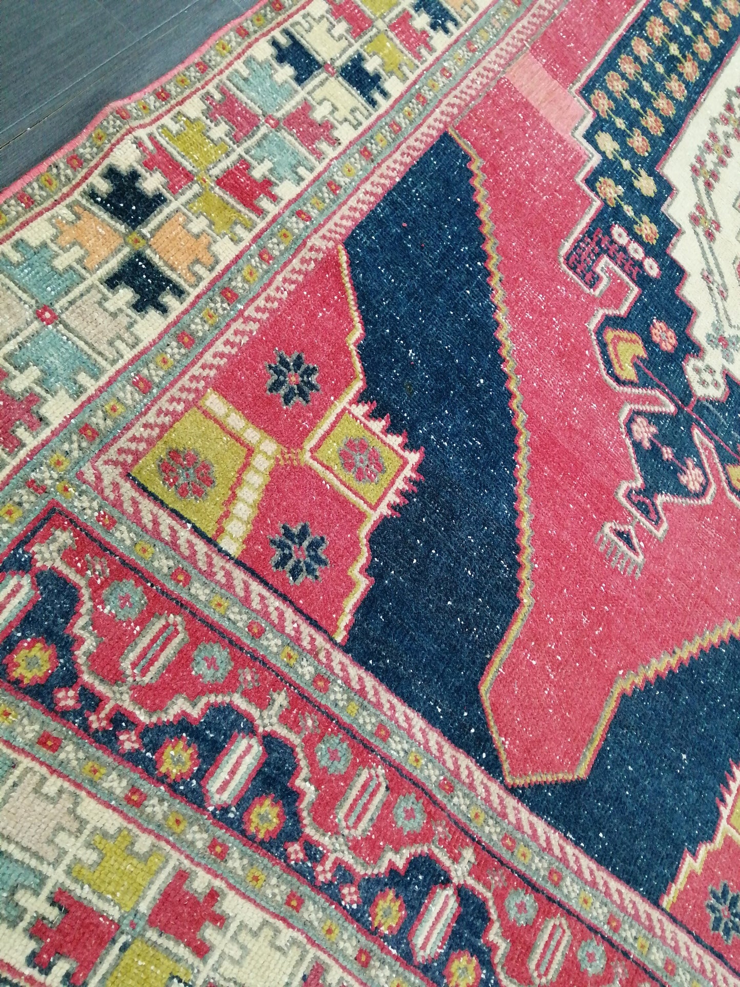 9.5 x 4.6 Rugs, Hand Made Rug, Blue Oushak Rug, Navy Vintag Rug, Bohemian Rug, Rug Runner, Turkish Rug, Farmhouse Rug, Vintage Rug, Wool rug