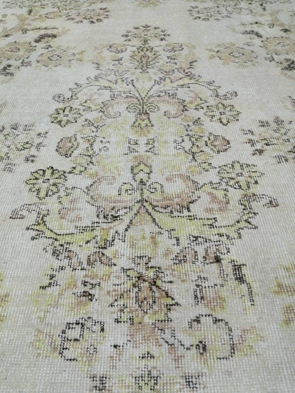 Floral Muted RUG 10.6 x 6 Muted TURKISH Rug Oriental Vintage Wool Rug Hand Made Rugs Vintage Large Turkish Rug