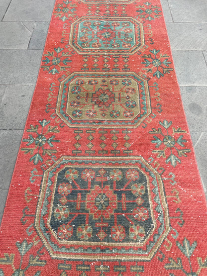 Extra Long Turkish Runner Very Long Oushak Runner Rug 2.6 x 20.5 Vintage Stair Runner Rug XL Oriental Runner Rug Staircase Red Runner