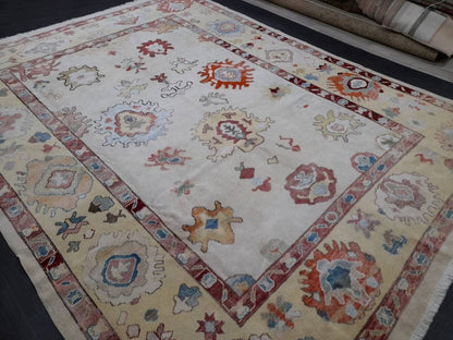 8.4 x 11 Muted OUSHAK RUG TURKISH Oushak Rug Muted Oushak Rug Vintage Rug Wool Oushak 9x12 Rug Hand Made Rug Authentic Oushak Rug