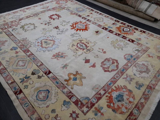 8.4 x 11 Muted OUSHAK RUG TURKISH Oushak Rug Muted Oushak Rug Vintage Rug Wool Oushak 9x12 Rug Hand Made Rug Authentic Oushak Rug