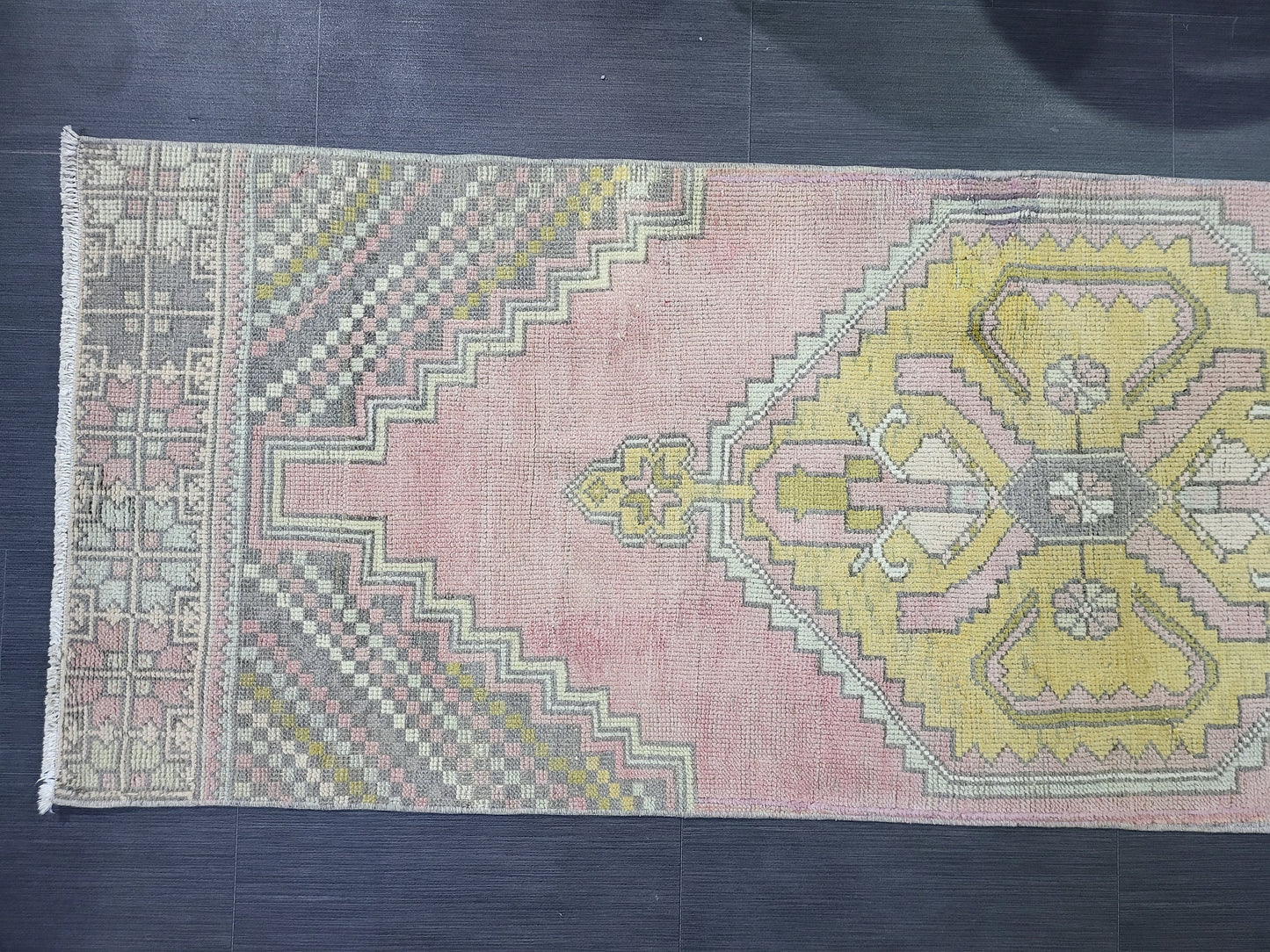 VINTAGE Oushak Runner, Turkish Runner Rug, Vintage 2.6 x 10.2 Runner Rug, Hallway Runner Rug, Turkish Rug Runner Wool Runner Rug