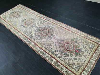 Muted Vintage Runner Rug Hallway Runner Rug 3x9 Kitchen Rug Runner Wool Runner Rug Oushak Runner Rug Turkish Runner Rug Medium Wool Pile