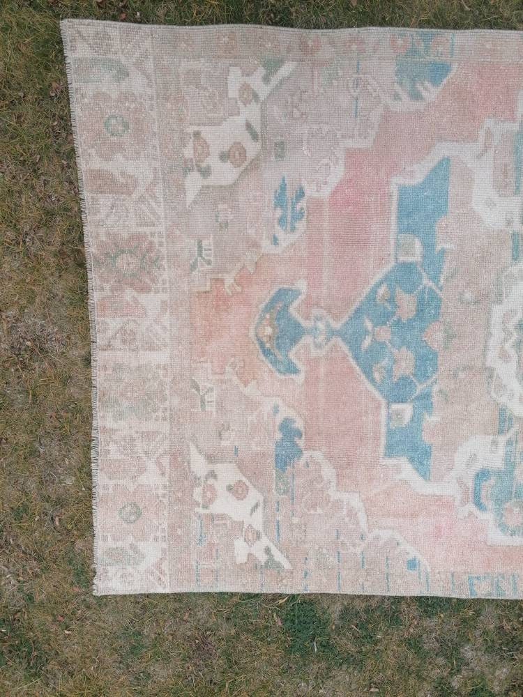 3.10 x 10.7 Muted vintage rug, oushak runner rug  hallway runner, kitchen vintage anatolian rug