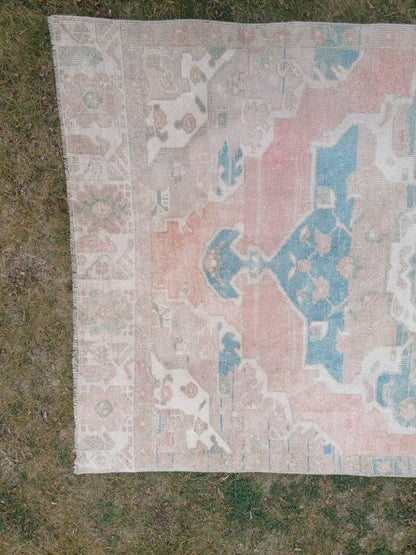 3.10 x 10.7 Muted vintage rug, oushak runner rug  hallway runner, kitchen vintage anatolian rug