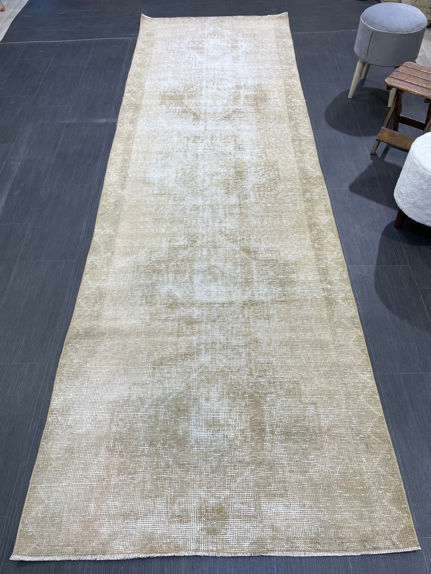 Distressed Vintage Runner Rug 3.6 x 11.5 ft Turkish Runner Rug Vintage Runner Rug Hallway Runner Rug Kitchen Runner Rug Wool Pile Runner Rug
