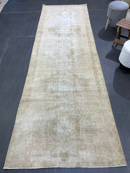 Distressed Vintage Runner Rug 3.6 x 11.5 ft Turkish Runner Rug Vintage Runner Rug Hallway Runner Rug Kitchen Runner Rug Wool Pile Runner Rug