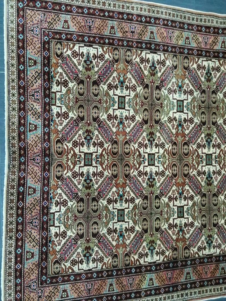 Quality Vintage Rug 6.3 x 9.3 HAND MADE Rug Muted Vintage Turkish Rug Oushak Rug Turkish Oushak Rug, Oushak Rug, Wool Rug Fine Hand Knotted