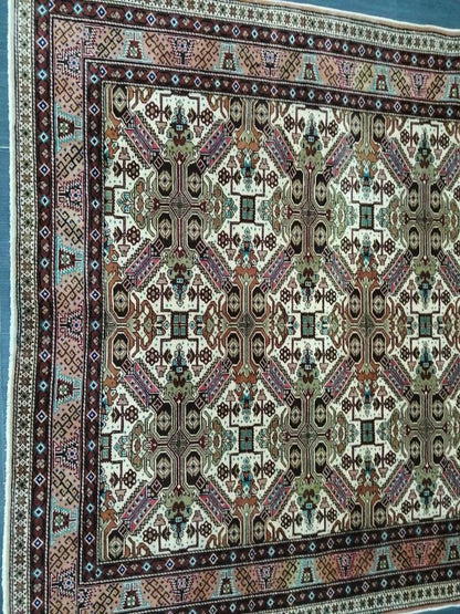 Quality Vintage Rug 6.3 x 9.3 HAND MADE Rug Muted Vintage Turkish Rug Oushak Rug Turkish Oushak Rug, Oushak Rug, Wool Rug Fine Hand Knotted