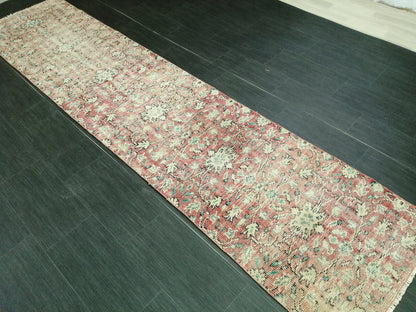 10.6 X 2.5 Distressed Runner Rug Turkish Runner Rug Vintage Runner Rug Hallway Runner Rug Kitchen Runner Rug Oriental Runner Rug Oushak Rug