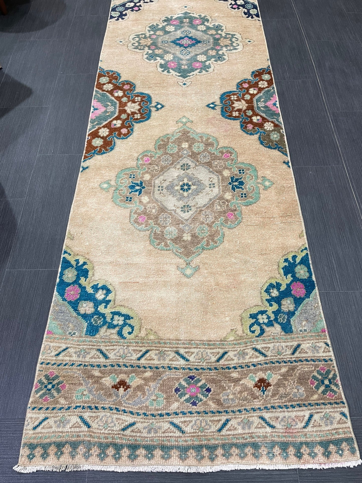 Handmade Runner RUG 2.5 x 11.5TURKISH Oushak Rug Vintage Runner Rug Vintage Runner Rug Wool Oushak Rug Antique Rug Hand Knotted Rug