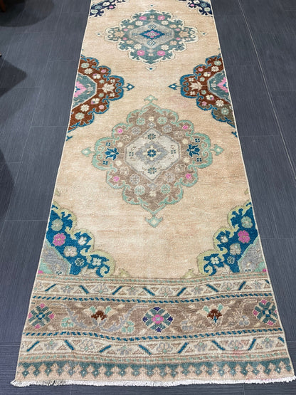 Handmade Runner RUG 2.5 x 11.5TURKISH Oushak Rug Vintage Runner Rug Vintage Runner Rug Wool Oushak Rug Antique Rug Hand Knotted Rug