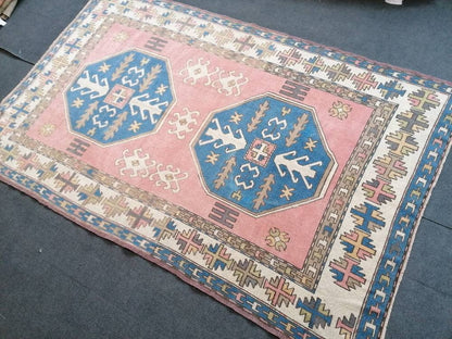 Turkish oushak wool rug 5x8 vintage handmade rug bohemian rug living room rug