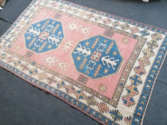 Turkish oushak wool rug 5x8 vintage handmade rug bohemian rug living room rug