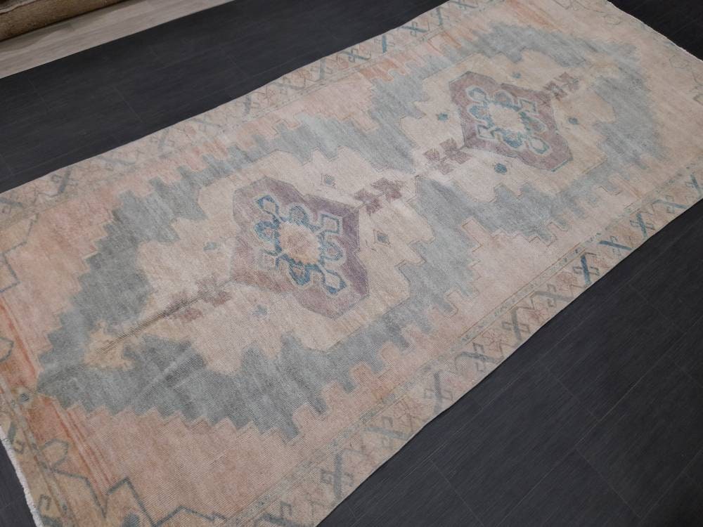 Vintage Wool Rug 5 x 10.8 Turkish Oushak Rug Muted Rug Muted Vintage Turkish Rug  Oriental Rug, Vintage Rug Soft Wool Rug