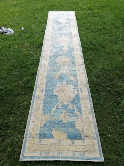 Oushak runner rug 2'10x14'3 turkish new production oushak  runner rug, hallway runner  kitchen runner, handmade wool rugs
