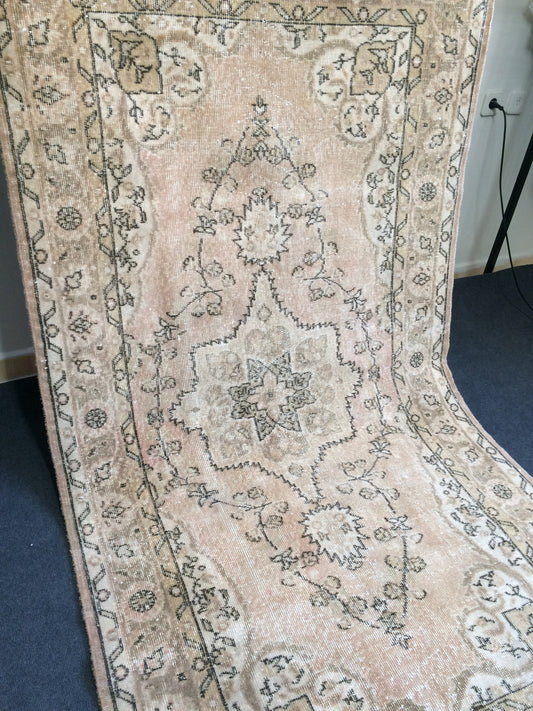 Vintage Rug Oushak 4 x 7.7 Rug Turkish Rug Muted Hand Knotted Wool Rug Handmade Rug Oriental Rug