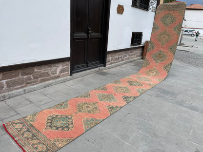 Extra Long Turkish Runner Very Long Oushak Runner Rug 2.8 x 20.2 Vintage Stair Runner Rug XL Oriental Runner Rug Staircase Red Runner