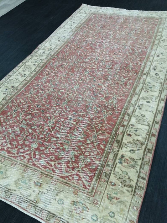 Knotted Rugs, 6.7 x 3.7 Hand Made Rug, WOOL Oushak Rug, Rustic Rug, BohO Rug, Rug Runner, Turkish Rug, Farmhouse Rug, Vintage Rug, Wool rug