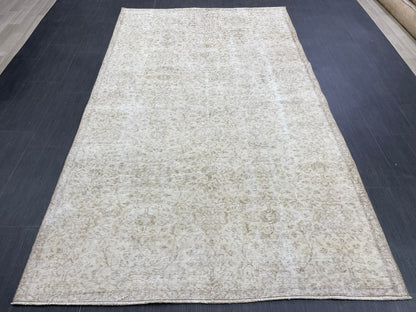 Muted Vintage Rug TURKISH Distressed Rug Vintage 5 x 8.4 Rug Oushak Rugs Muted Rug Turkish Oushak Rug, Vintage Oushak Rug Wool Rug